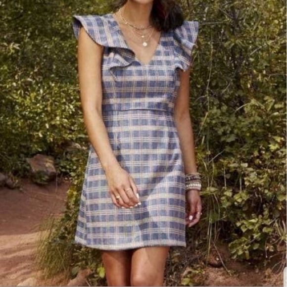 Altar'd State Blue Plaid Dress - Picture 1 of 11